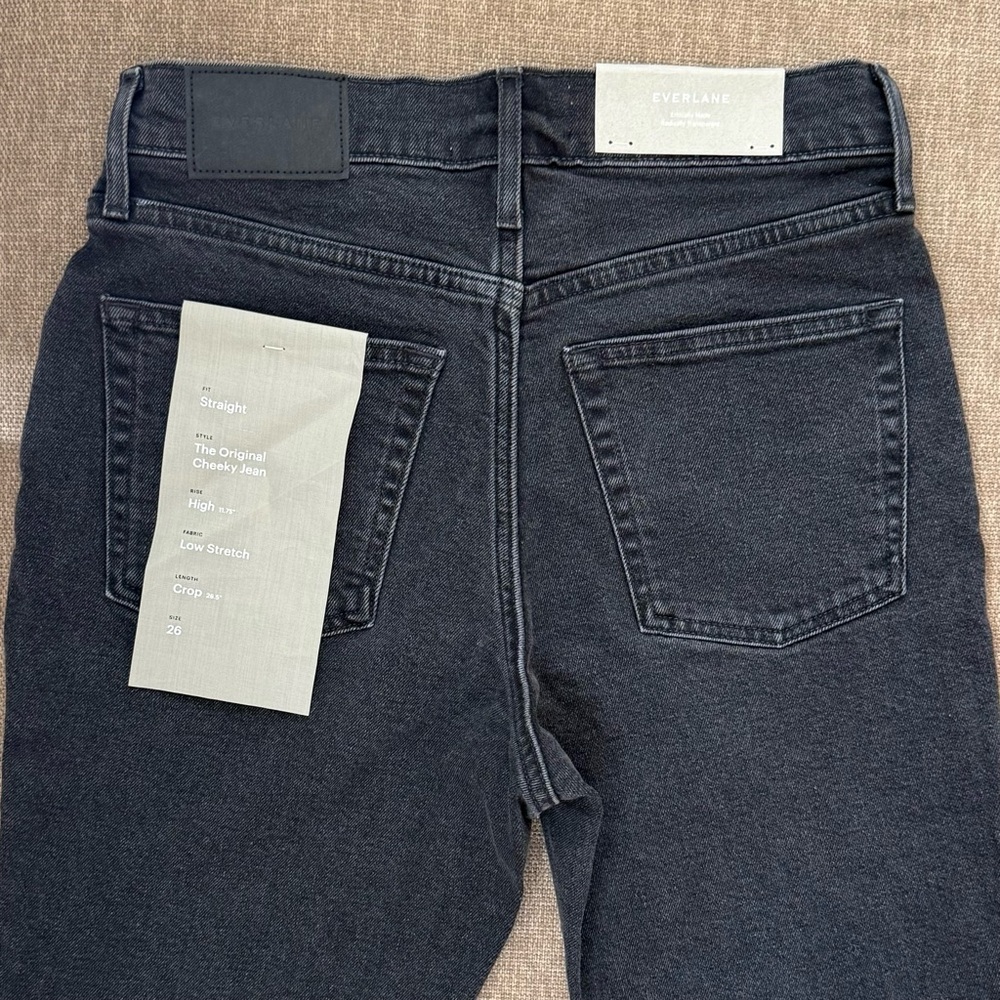 NWT Everlane Black Denim High Rise The Original Cheeky Jean Womens Waist 26